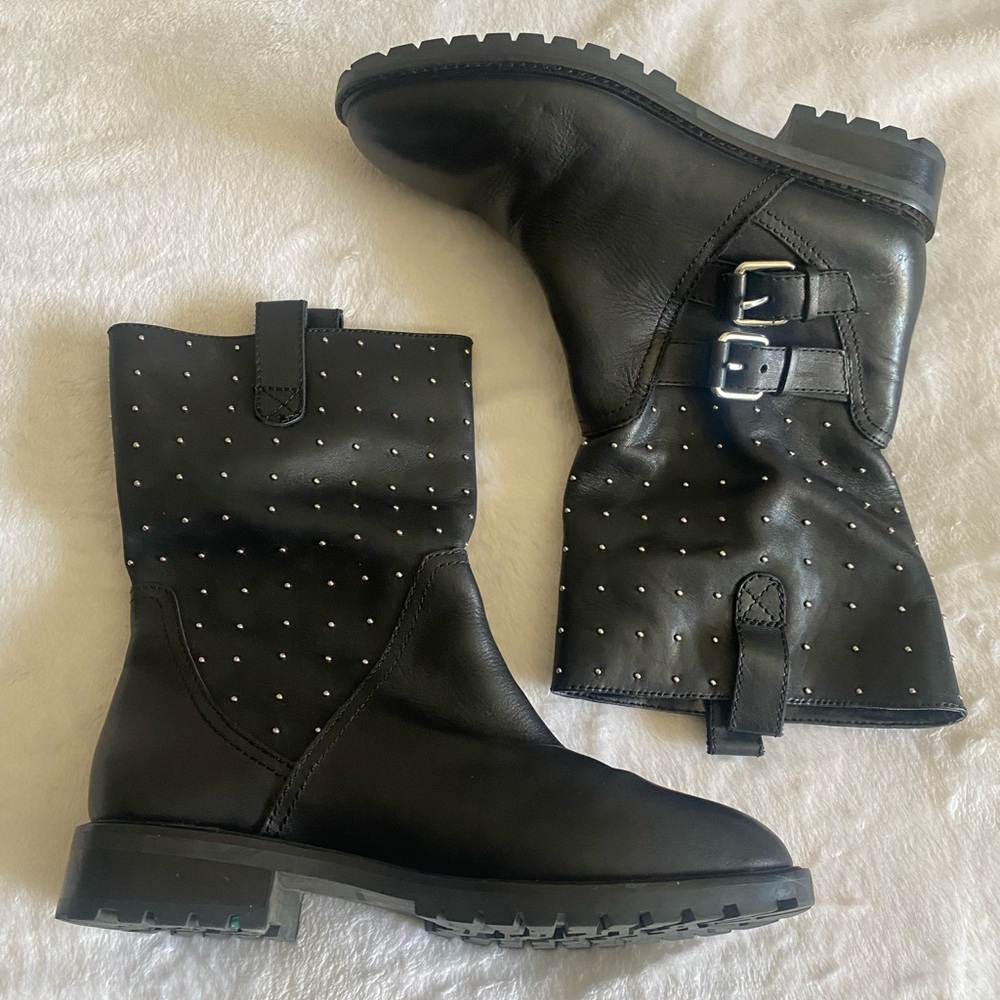 Banana republic studded black leather ankle boots